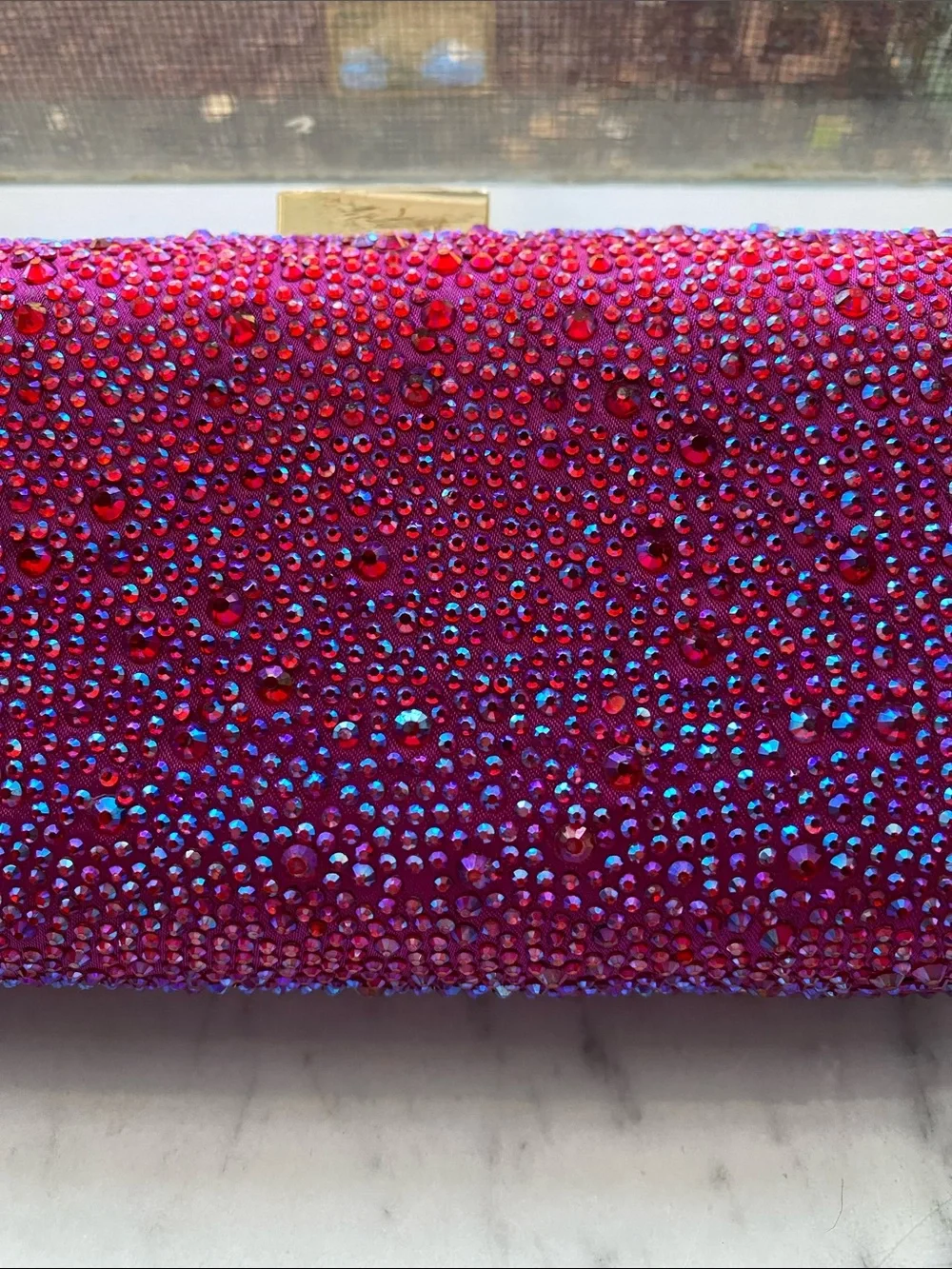 Embellished Pink Crystal Clutch - Designer Style Evening Bag
